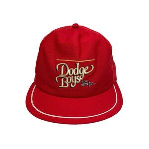 Vintage Dodge Boys Have More Fun Red Mesh Trucker Hat USA Made- NO Foam